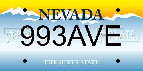 993AVE Nevada License Plate
