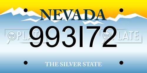 993I72 Nevada License Plate