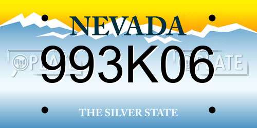 993K06 Nevada License Plate