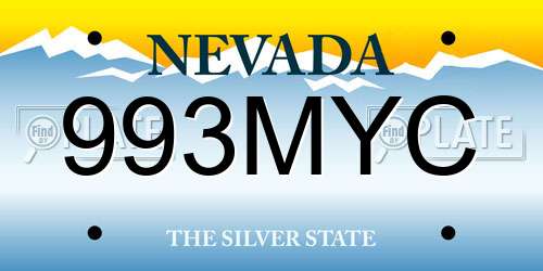 993MYC Nevada License Plate