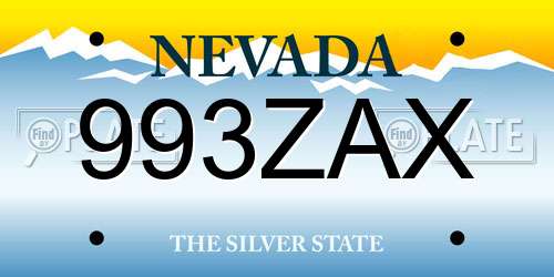 993ZAX Nevada License Plate