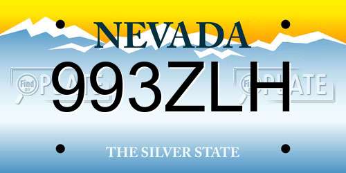 993ZLH Nevada License Plate