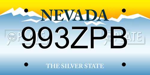993ZPB Nevada License Plate