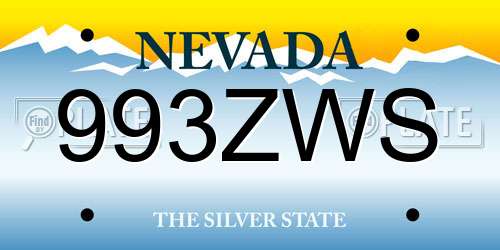 993ZWS Nevada License Plate