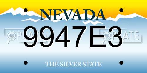9947E3 Nevada License Plate
