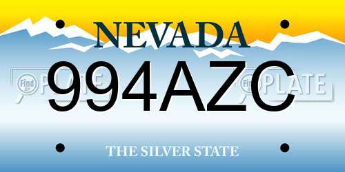 994AZC Nevada License Plate