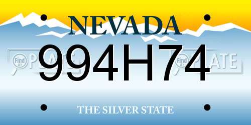 994H74 Nevada License Plate