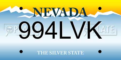 994LVK Nevada License Plate
