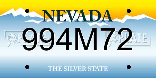 994M72 Nevada License Plate