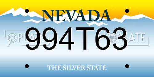 994T63 Nevada License Plate
