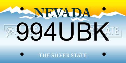 994UBK Nevada License Plate