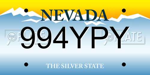 994YPY Nevada License Plate