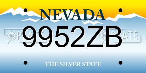 9952ZB Nevada License Plate