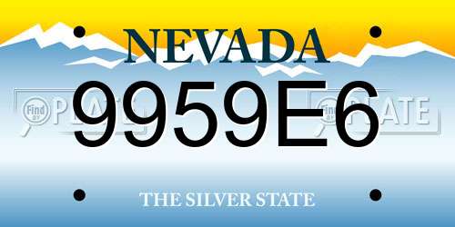 9959E6 Nevada License Plate