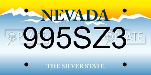 995SZ3 Nevada License Plate