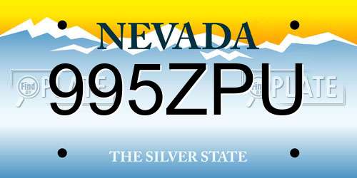 995ZPU Nevada License Plate