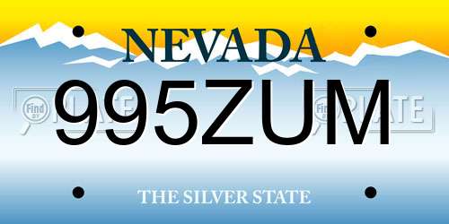 995ZUM Nevada License Plate