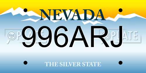 996ARJ Nevada License Plate