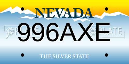 996AXE Nevada License Plate