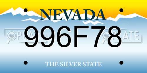996F78 Nevada License Plate