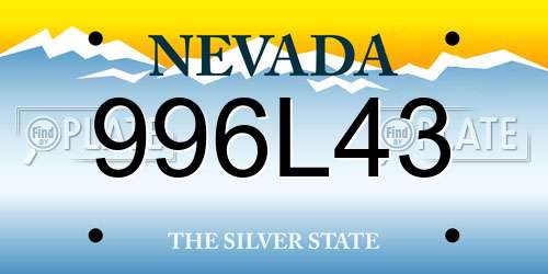 996L43 Nevada License Plate