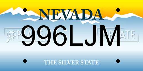 996LJM Nevada License Plate