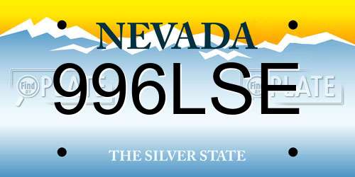 996LSE Nevada License Plate