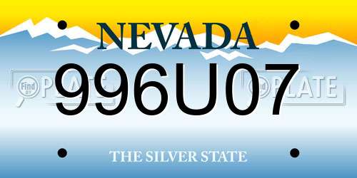 996U07 Nevada License Plate