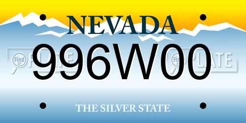 996W00 Nevada License Plate