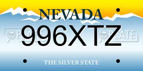 996XTZ Nevada License Plate