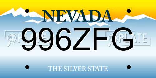 996ZFG Nevada License Plate