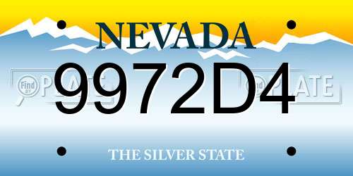 9972D4 Nevada License Plate