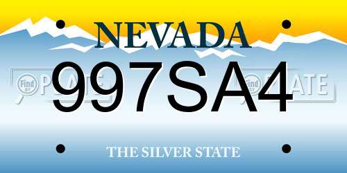 997SA4 Nevada License Plate