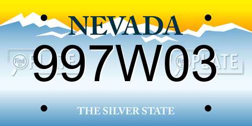 997W03 Nevada License Plate