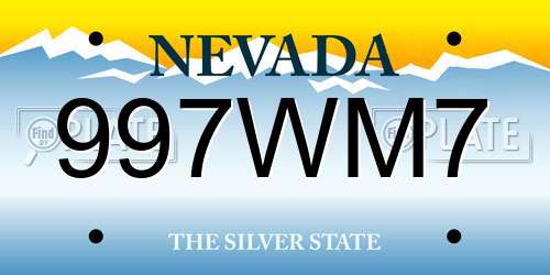 997WM7 Nevada License Plate