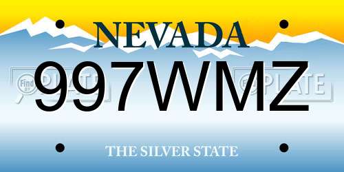 997WMZ Nevada License Plate