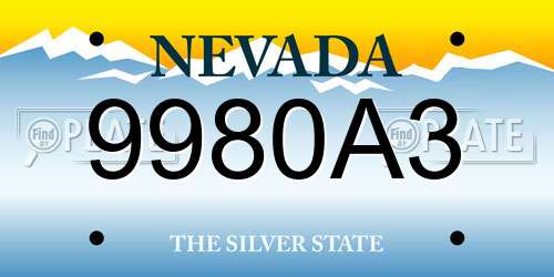 9980A3 Nevada License Plate