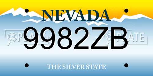 9982ZB Nevada License Plate