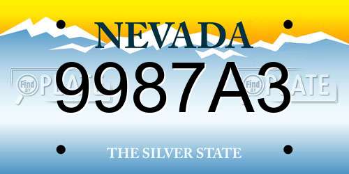 9987A3 Nevada License Plate
