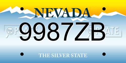 9987ZB Nevada License Plate