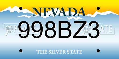 998BZ3 Nevada License Plate