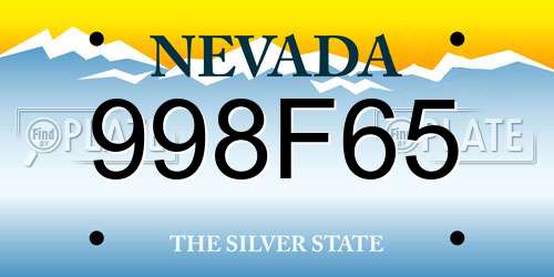 998F65 Nevada License Plate