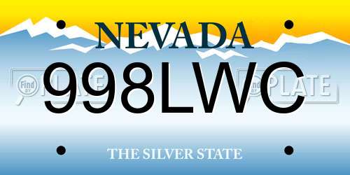 998LWC Nevada License Plate