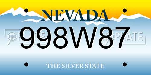 998W87 Nevada License Plate