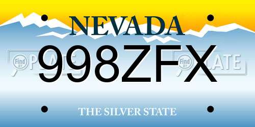 998ZFX Nevada License Plate