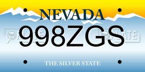 998ZGS Nevada License Plate