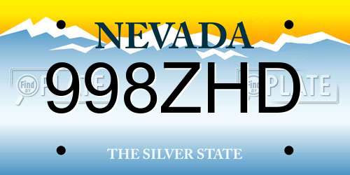 998ZHD Nevada License Plate