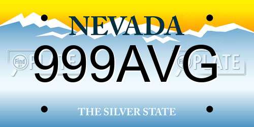 999AVG Nevada License Plate