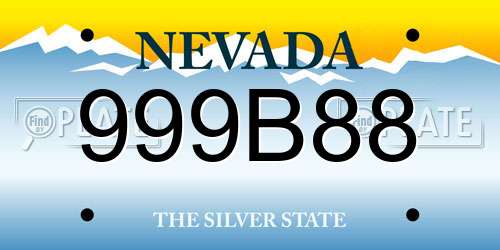 999B88 Nevada License Plate