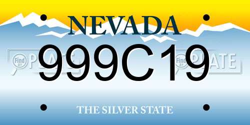 999C19 Nevada License Plate
